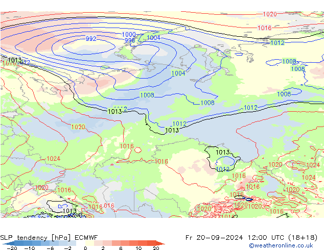 SLP tendency ECMWF Fr 20.09.2024 12 UTC