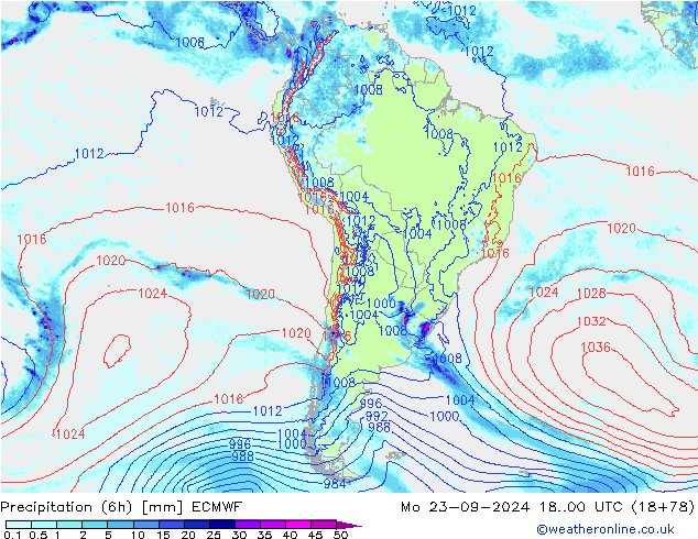 Z500/Rain (+SLP)/Z850 ECMWF Mo 23.09.2024 00 UTC