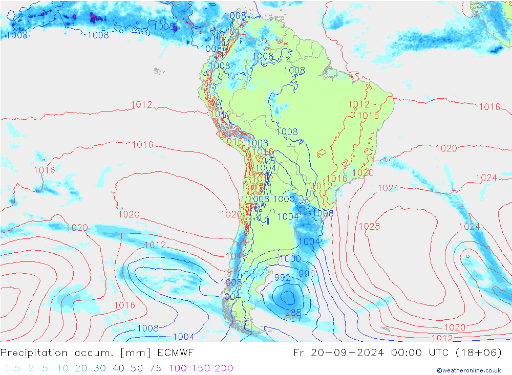 Precipitation accum. ECMWF pt. 20.09.2024 00 UTC