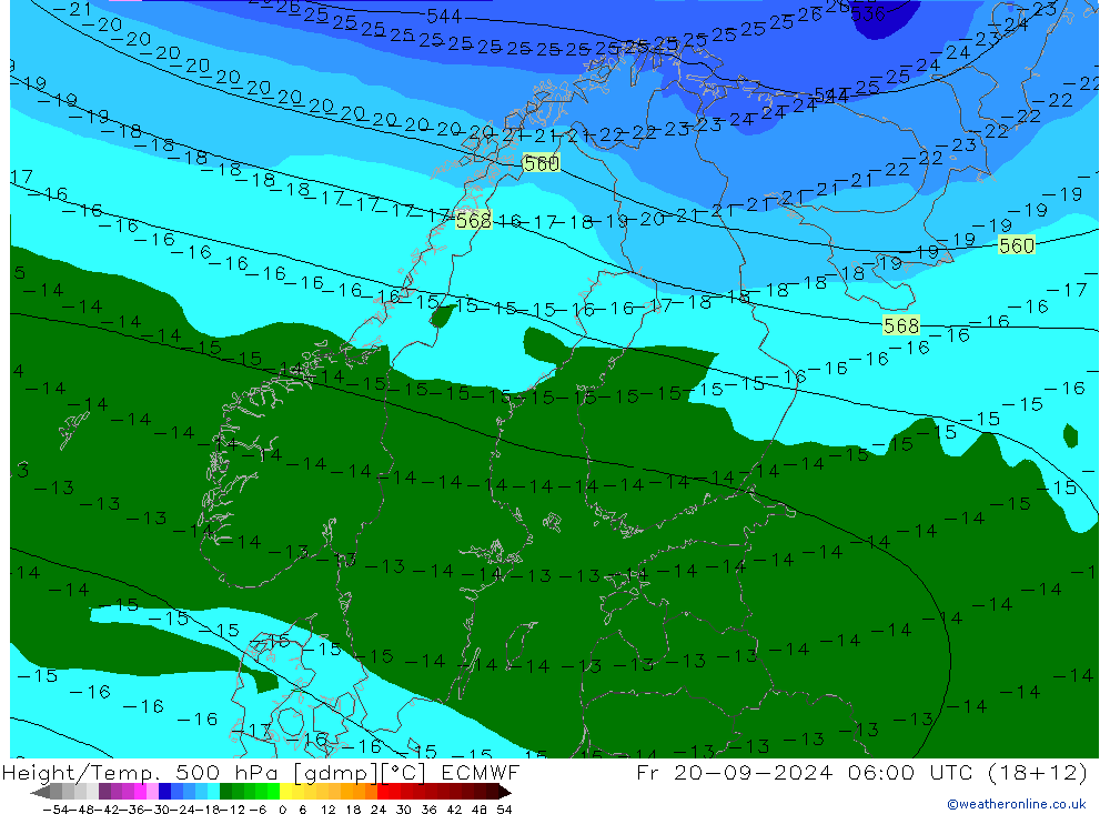 Z500/Rain (+SLP)/Z850 ECMWF Fr 20.09.2024 06 UTC