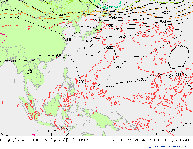 Z500/Yağmur (+YB)/Z850 ECMWF Cu 20.09.2024 18 UTC