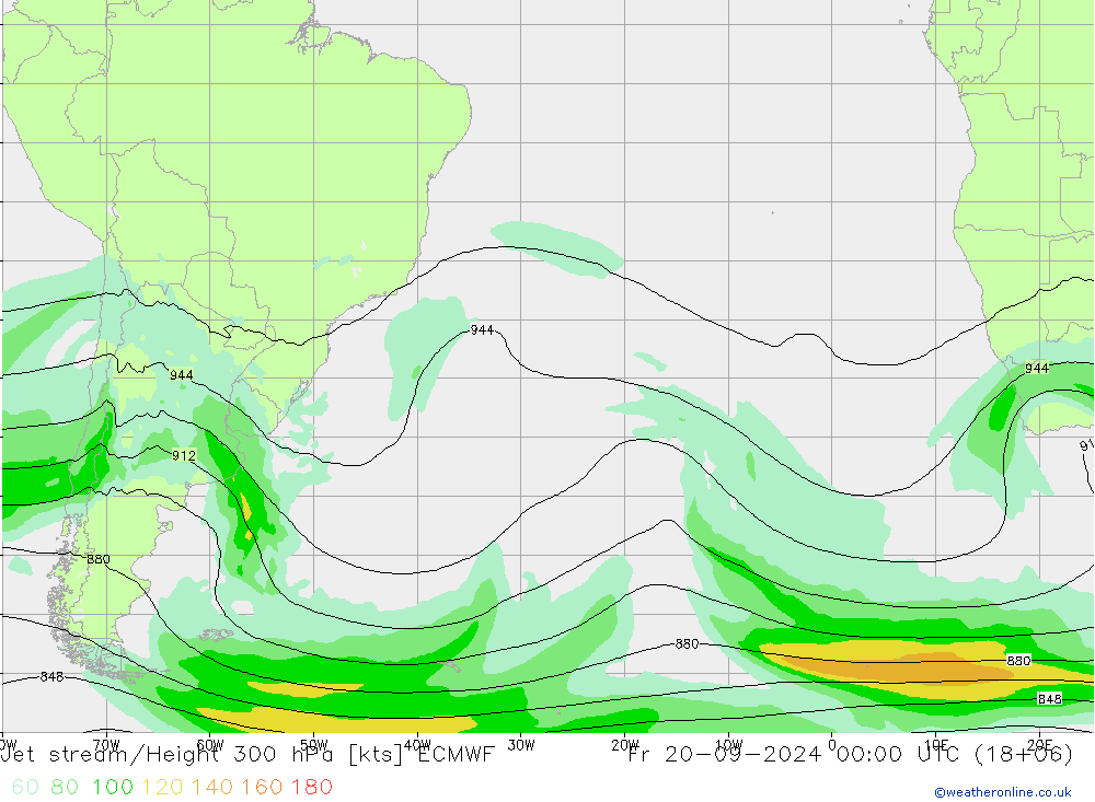 Jet stream/Height 300 hPa ECMWF Fr 20.09.2024 00 UTC