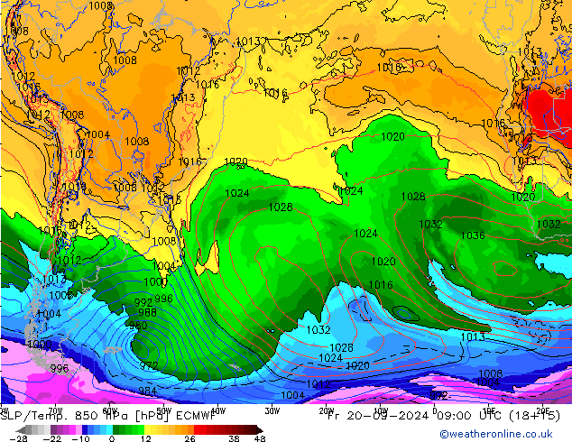 SLP/Temp. 850 hPa ECMWF Pá 20.09.2024 09 UTC