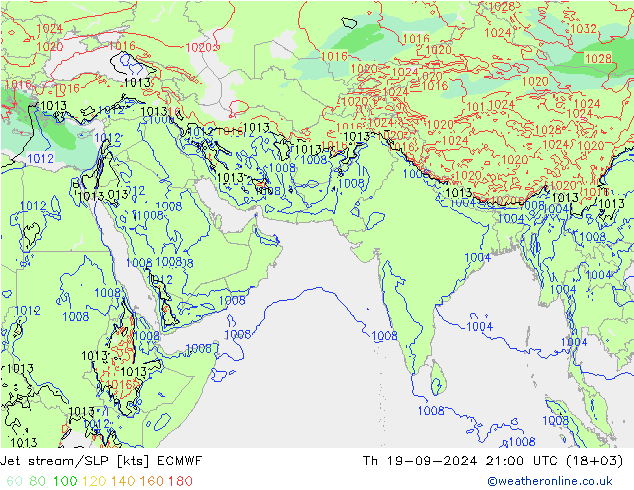 джет/приземное давление ECMWF чт 19.09.2024 21 UTC