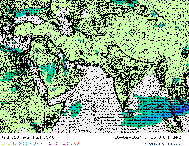 Wind 850 hPa ECMWF Fr 20.09.2024 21 UTC