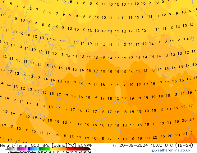 Height/Temp. 850 hPa ECMWF  20.09.2024 18 UTC