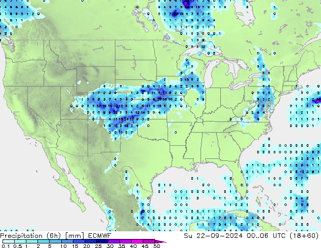 Z500/Rain (+SLP)/Z850 ECMWF Su 22.09.2024 06 UTC