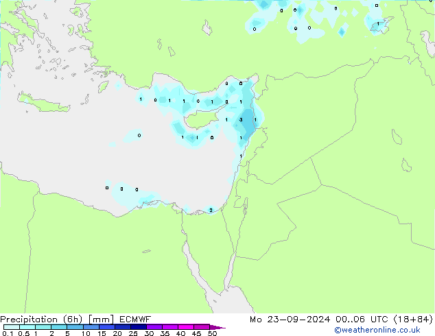 Nied. akkumuliert (6Std) ECMWF Mo 23.09.2024 06 UTC