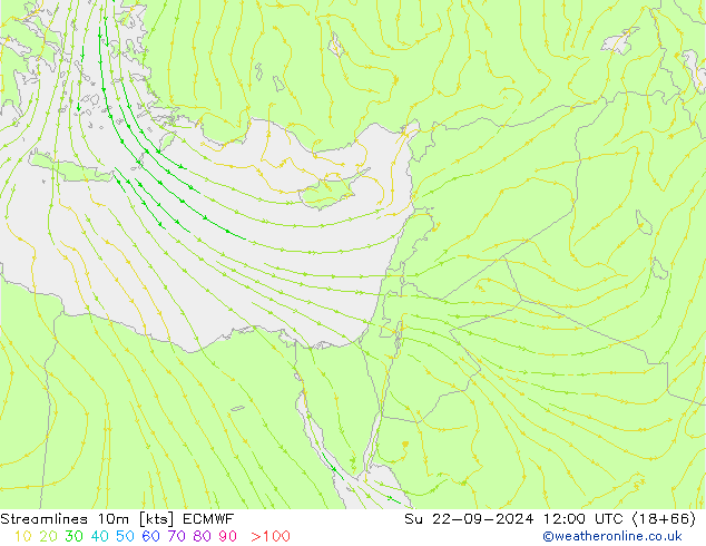 Ligne de courant 10m ECMWF dim 22.09.2024 12 UTC