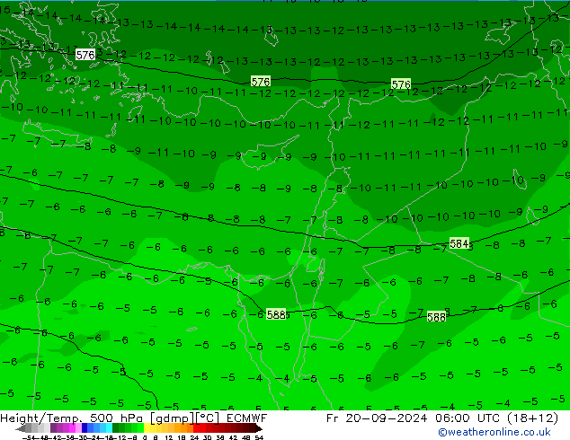 Z500/Rain (+SLP)/Z850 ECMWF Pá 20.09.2024 06 UTC