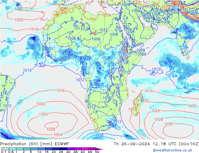 Nied. akkumuliert (6Std) ECMWF Do 26.09.2024 18 UTC