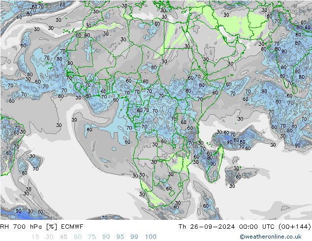 RH 700 hPa ECMWF Th 26.09.2024 00 UTC