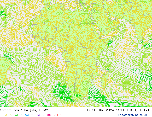 ветер 10m ECMWF пт 20.09.2024 12 UTC