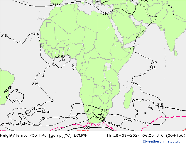 Yükseklik/Sıc. 700 hPa ECMWF Per 26.09.2024 06 UTC