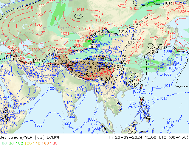 Jet stream/SLP ECMWF Čt 26.09.2024 12 UTC