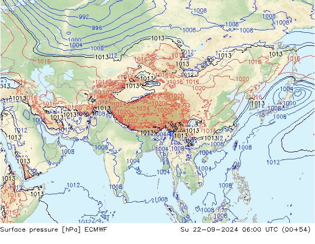 Surface pressure ECMWF Su 22.09.2024 06 UTC