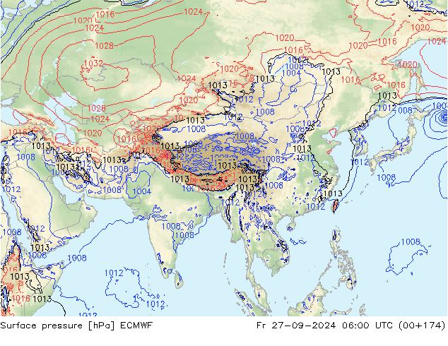 Pressione al suolo ECMWF ven 27.09.2024 06 UTC