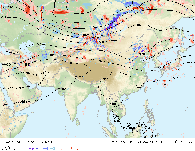 T-Adv. 500 hPa ECMWF Çar 25.09.2024 00 UTC