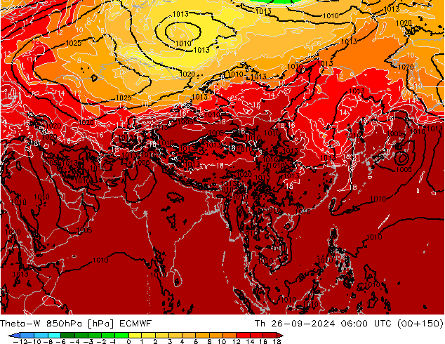 Theta-W 850hPa ECMWF  26.09.2024 06 UTC