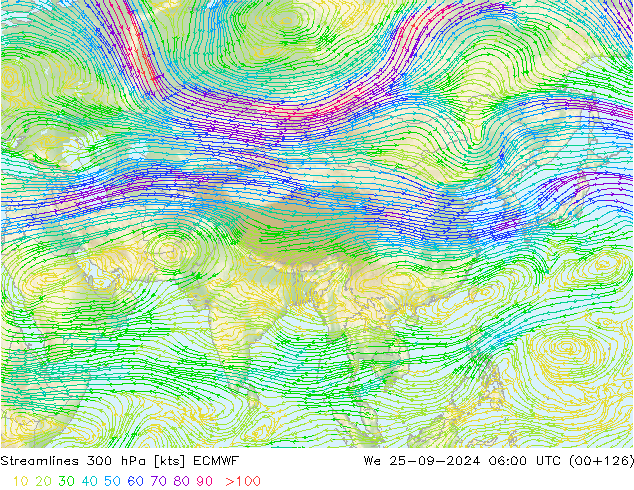 Rüzgar 300 hPa ECMWF Çar 25.09.2024 06 UTC