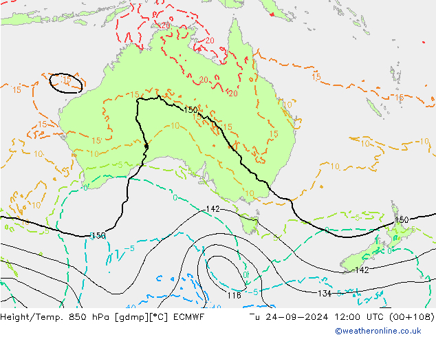 Z500/Rain (+SLP)/Z850 ECMWF Tu 24.09.2024 12 UTC