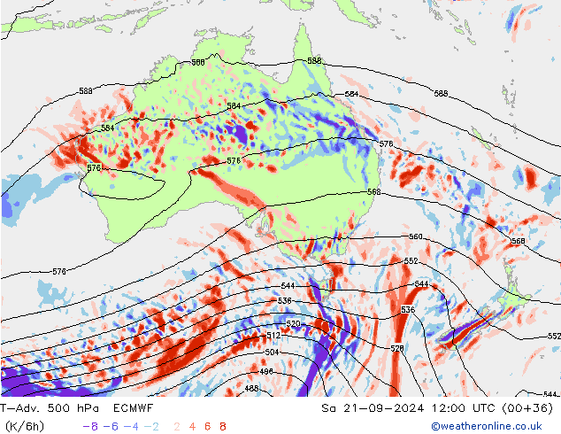 T-Adv. 500 hPa ECMWF za 21.09.2024 12 UTC