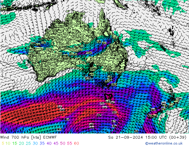 Wind 700 hPa ECMWF So 21.09.2024 15 UTC