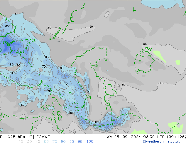 RH 925 hPa ECMWF Qua 25.09.2024 06 UTC