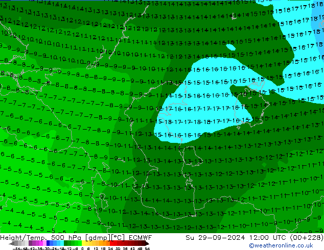 Height/Temp. 500 hPa ECMWF  29.09.2024 12 UTC