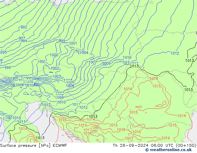 Surface pressure ECMWF Th 26.09.2024 06 UTC