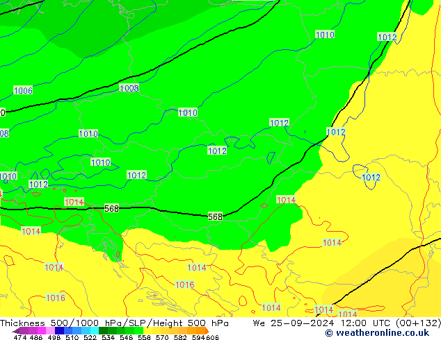 500-1000 hPa Kalınlığı ECMWF Çar 25.09.2024 12 UTC