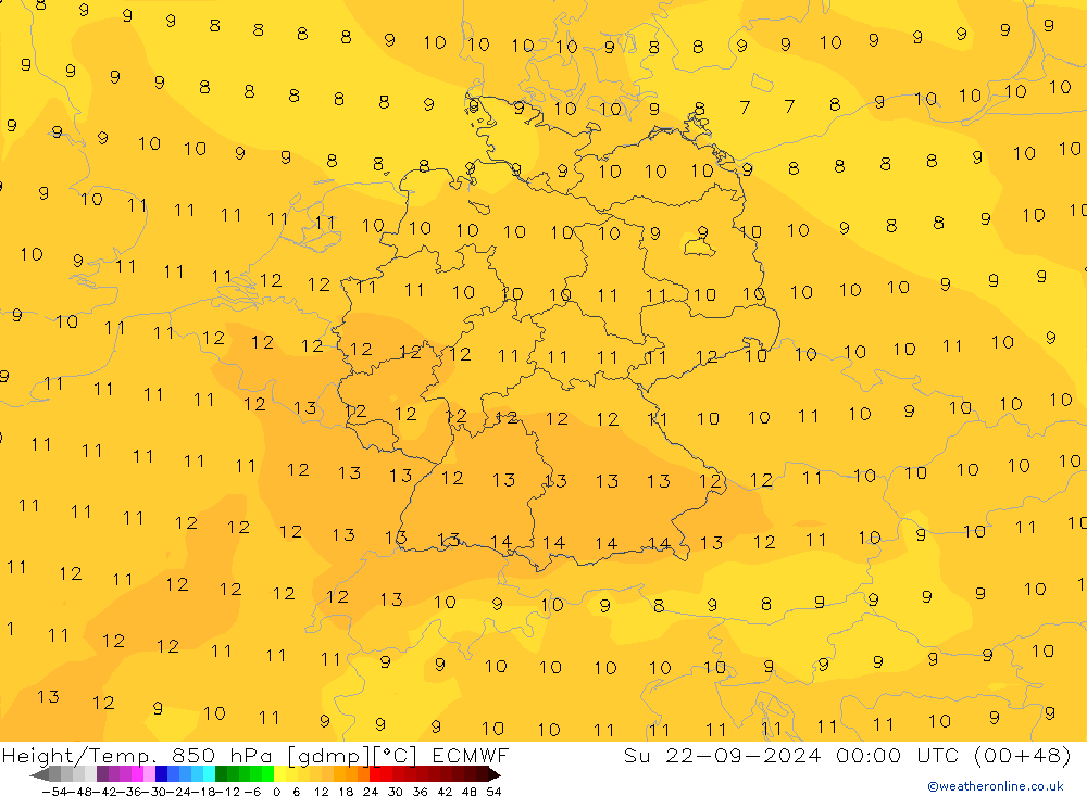 Z500/Yağmur (+YB)/Z850 ECMWF Paz 22.09.2024 00 UTC