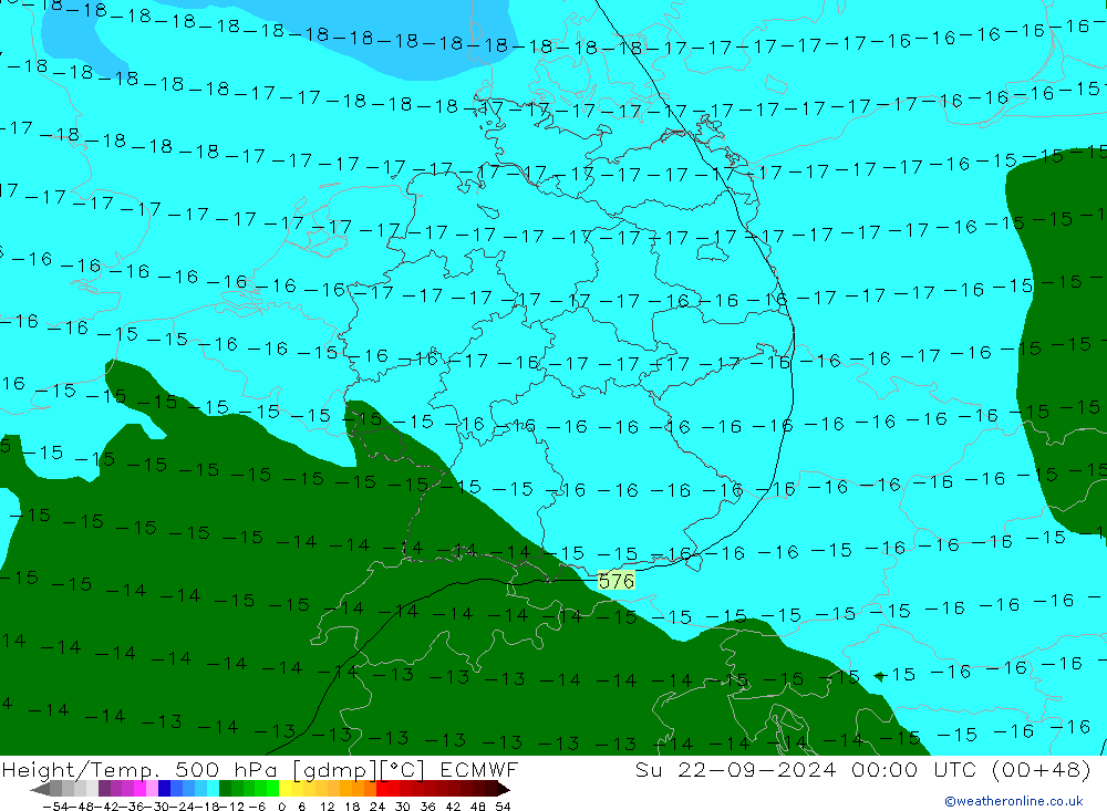 Z500/Yağmur (+YB)/Z850 ECMWF Paz 22.09.2024 00 UTC