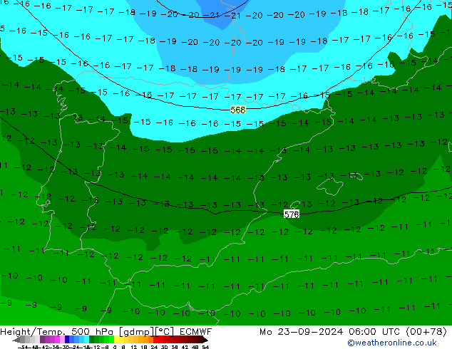 Z500/Rain (+SLP)/Z850 ECMWF pon. 23.09.2024 06 UTC