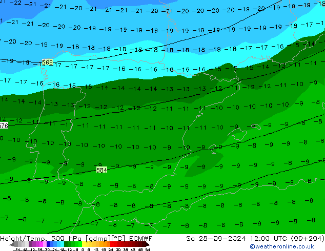 Z500/Rain (+SLP)/Z850 ECMWF Sa 28.09.2024 12 UTC