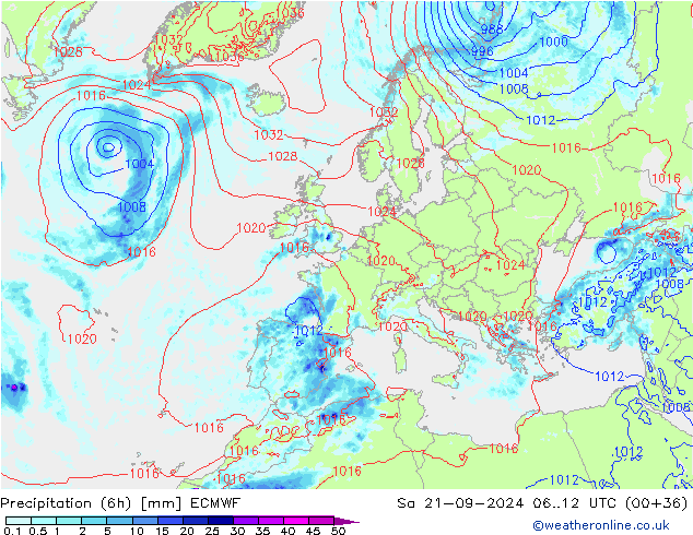 Z500/Rain (+SLP)/Z850 ECMWF Sa 21.09.2024 12 UTC