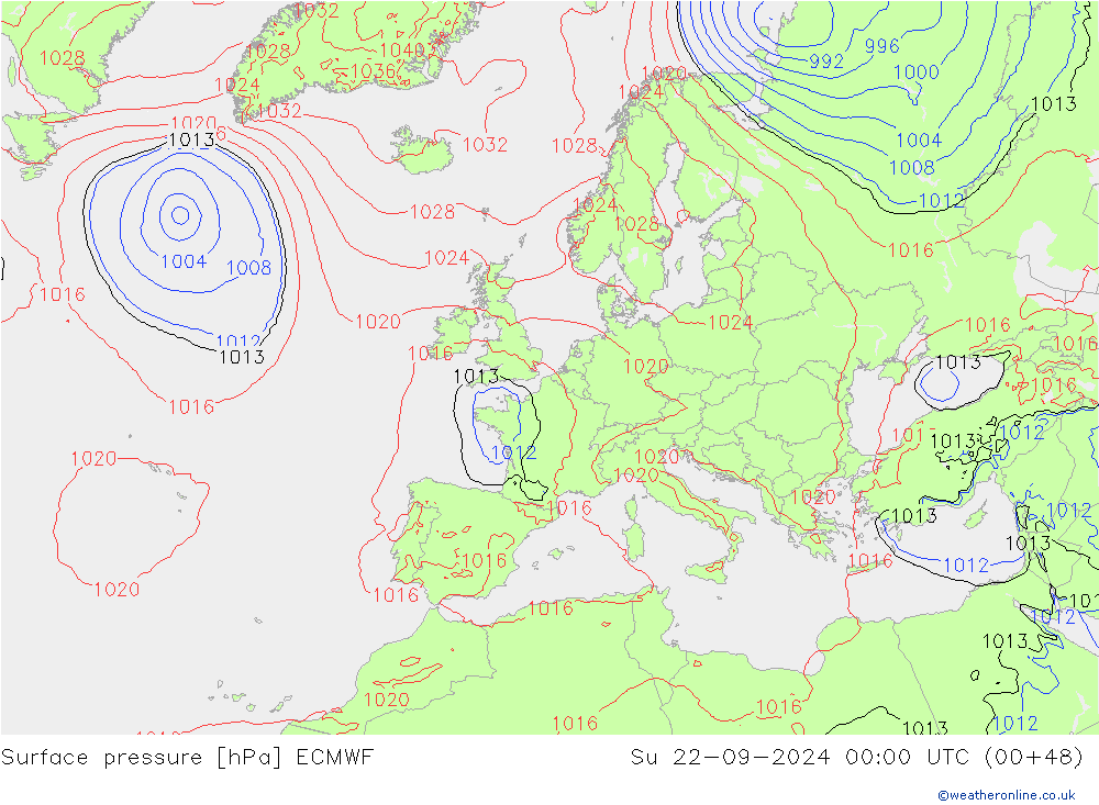 приземное давление ECMWF Вс 22.09.2024 00 UTC