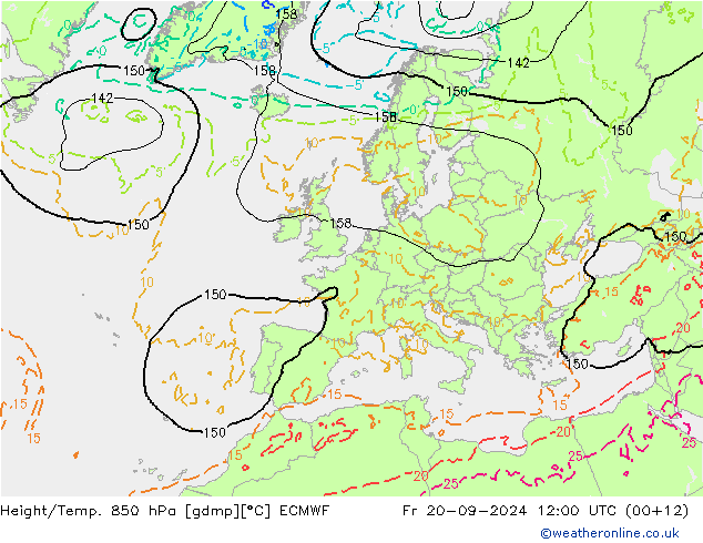 Z500/Rain (+SLP)/Z850 ECMWF vie 20.09.2024 12 UTC