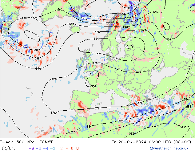 T-Adv. 500 hPa ECMWF  20.09.2024 06 UTC