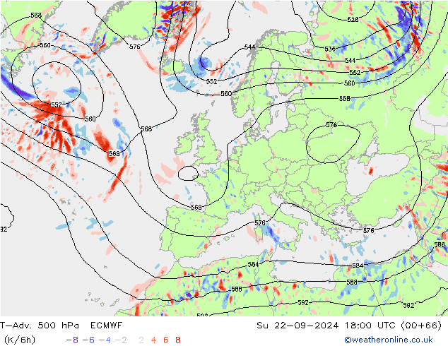 T-Adv. 500 hPa ECMWF dim 22.09.2024 18 UTC