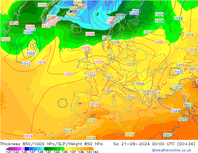 Thck 850-1000 hPa ECMWF Sa 21.09.2024 00 UTC