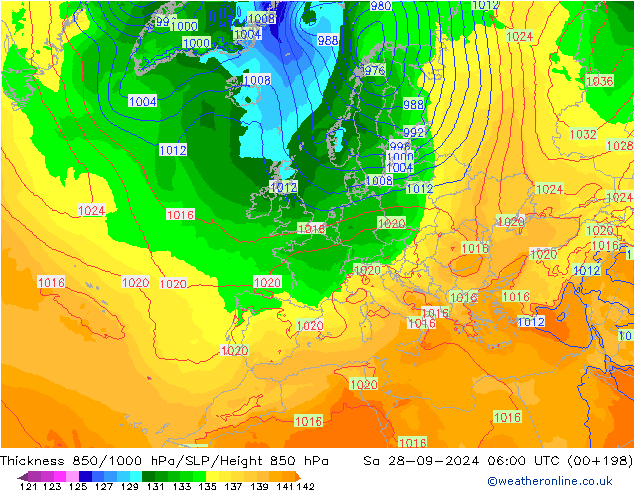 Thck 850-1000 hPa ECMWF Sa 28.09.2024 06 UTC