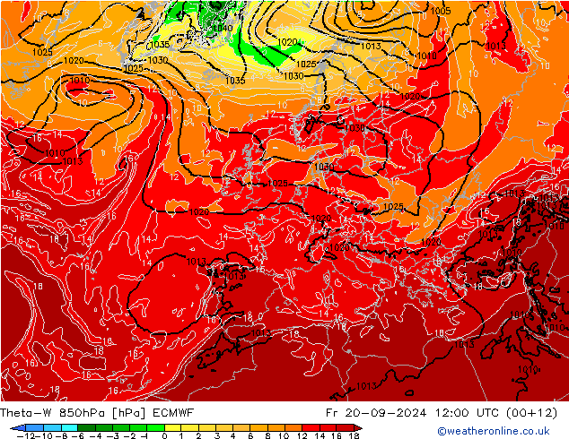 Theta-W 850hPa ECMWF Sex 20.09.2024 12 UTC