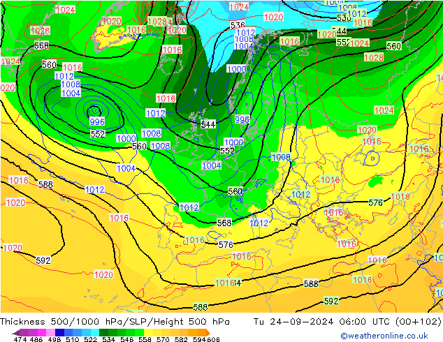 Thck 500-1000hPa ECMWF Tu 24.09.2024 06 UTC