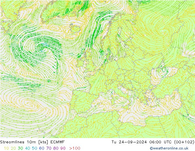 Rüzgar 10m ECMWF Sa 24.09.2024 06 UTC