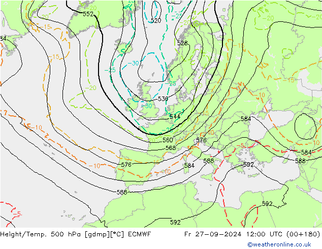 Z500/Rain (+SLP)/Z850 ECMWF Sex 27.09.2024 12 UTC