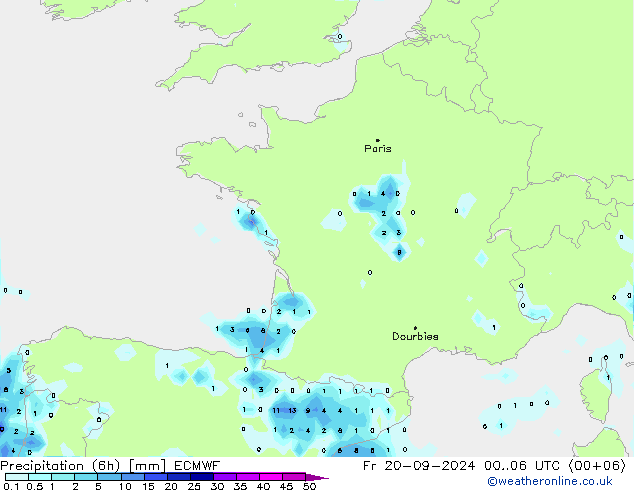 Z500/Rain (+SLP)/Z850 ECMWF Fr 20.09.2024 06 UTC