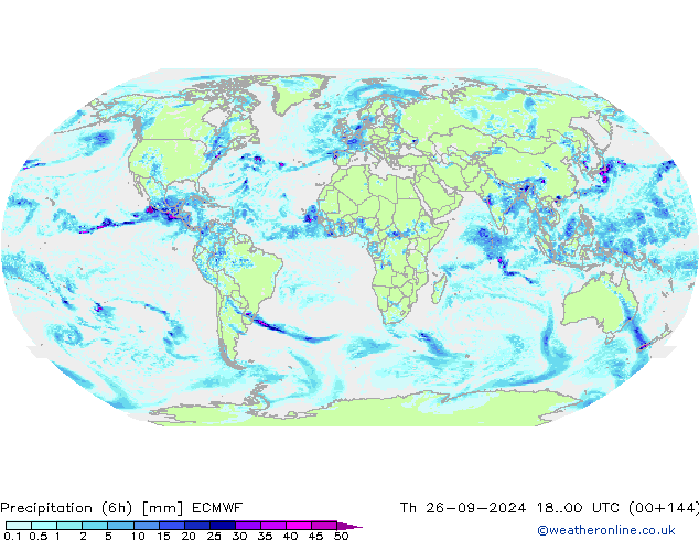 Z500/Rain (+SLP)/Z850 ECMWF Čt 26.09.2024 00 UTC