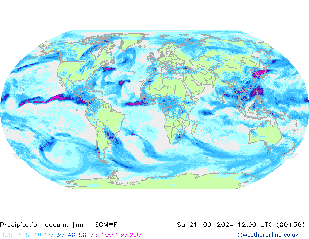 Précipitation accum. ECMWF sam 21.09.2024 12 UTC