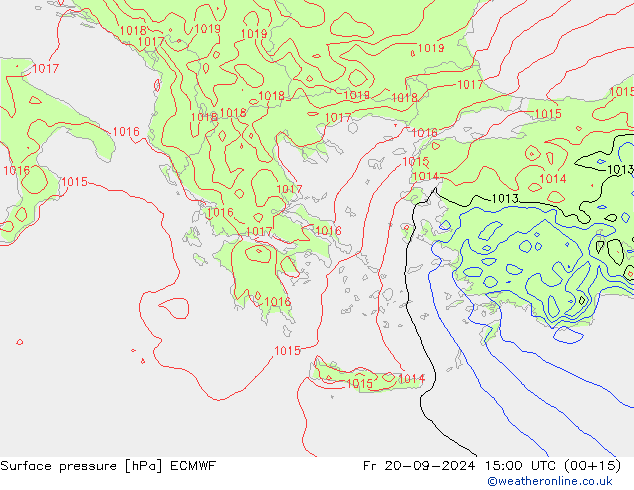 Surface pressure ECMWF Fr 20.09.2024 15 UTC